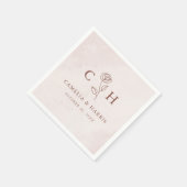 ミニマルモダンフローラスケッチエレガントな結婚式 スタンダードカクテルナプキン (角)