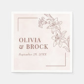 ミニマルモダンフローラスケッチエレガントな結婚式 スタンダードカクテルナプキン (正面)