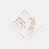 ミニマルモダンフローラスケッチエレガントな結婚式 スタンダードカクテルナプキン (角)