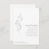 ミニマルモダンフローラスケッチエレガントな結婚式 セーブザデート (正面/裏面)