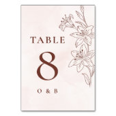 ミニマルモダンフローラスケッチエレガントな結婚式 テーブルナンバー (正面)