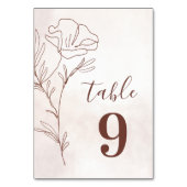 ミニマルモダンフローラスケッチエレガントな結婚式 テーブルナンバー (正面)