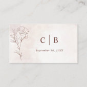 ミニマルモダンフローラスケッチエレガントな結婚式 プレイスカード (裏面)