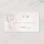 ミニマルモダンフローラスケッチエレガントな結婚式 プレイスカード (正面)