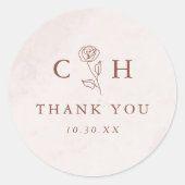 ミニマルモダンフローラスケッチエレガントな結婚式 ラウンドシール (正面)