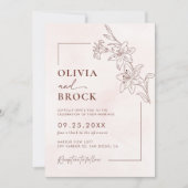 ミニマルモダンフローラスケッチエレガントな結婚式 招待状 (正面)