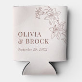 ミニマルモダンフローラスケッチエレガントな結婚式 缶クーラー (正面)