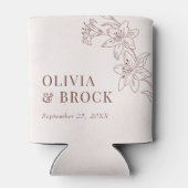 ミニマルモダンフローラスケッチエレガントな結婚式 缶クーラー (裏面)