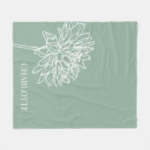 ミニマルモダンフローラスケッチホーム フリースブランケット (正面(横))