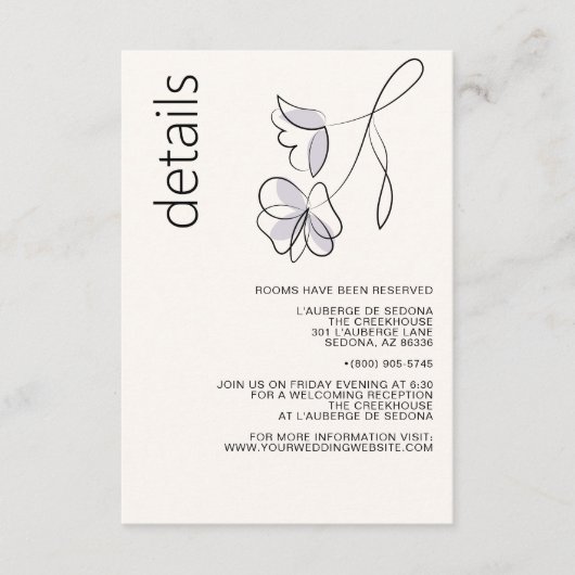 ミニマルモダンフローラダスティプラムとバフ エンクロージャーカード (正面)