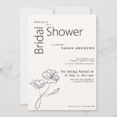 ミニマルモダンフローラダスティプラムとバフ 招待状 (正面)