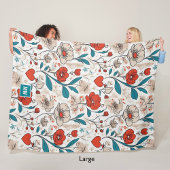 ミニマルモダンフローラモチーフのベージュ背景 フリースブランケット