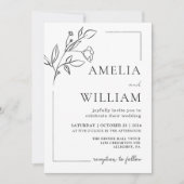 ミニマルモダンフローラ結婚式招待状 招待状 (正面)