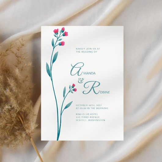 ミニマルモダンフローラ結婚式招待状 招待状