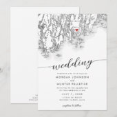 ミニマルモダンブスベイハーバーメインの地図結婚の 招待状 (正面/裏面)