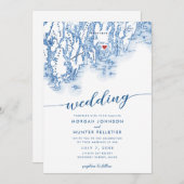 ミニマルモダンブスベイハーバーメインの地図結婚の 招待状 (正面/裏面)