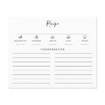 ミニマルモダンブライダルシャワー挿入レシピカード