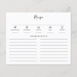 ミニマルモダンブライダルシャワー挿入レシピカード