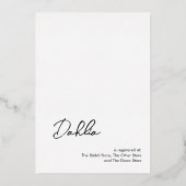 ミニマルモダンブライダルシャワー 箔招待状 (裏面)