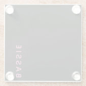 ミニマルモダンブラック名前をカスタムする ガラスコースター (裏面)