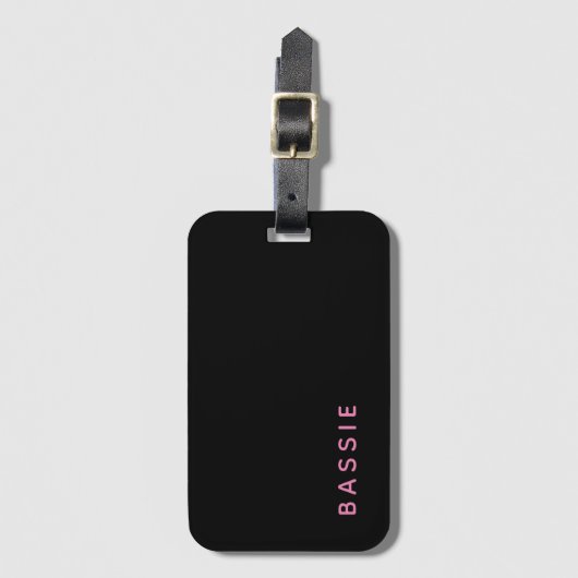 ミニマルモダンブラック名前をカスタムする ラゲッジタグ (正面縦)