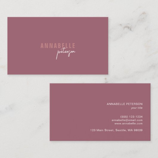 ミニマルモダンプロフェッショナルほこりっぽいバラシンプル 名刺 (正面/裏面)