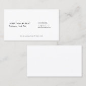 ミニマルモダンプロフェッショナルエレガントホワイトプレーン 名刺 (正面/裏面)