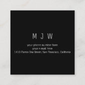 ミニマルモダンプロフェッショナルシンプルプレーンブラック スクエア名刺 (裏面)