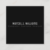 ミニマルモダンプロフェッショナルシンプルプレーンブラック スクエア名刺 (正面)