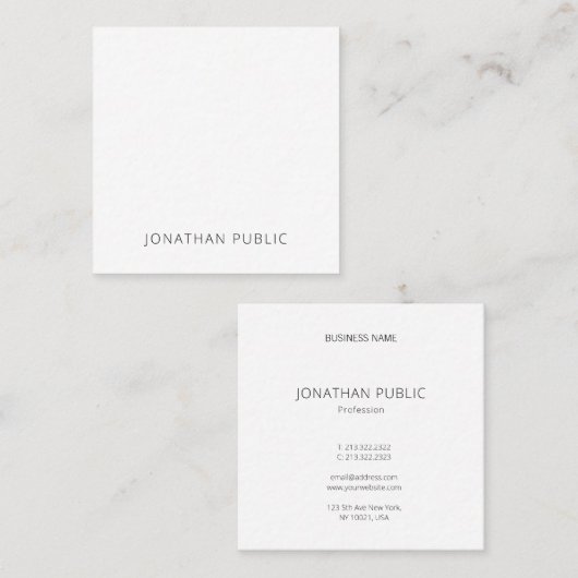 ミニマルモダンプロフェッショナルトレンディーテンプレートトップ スクエア名刺 (正面/裏面)