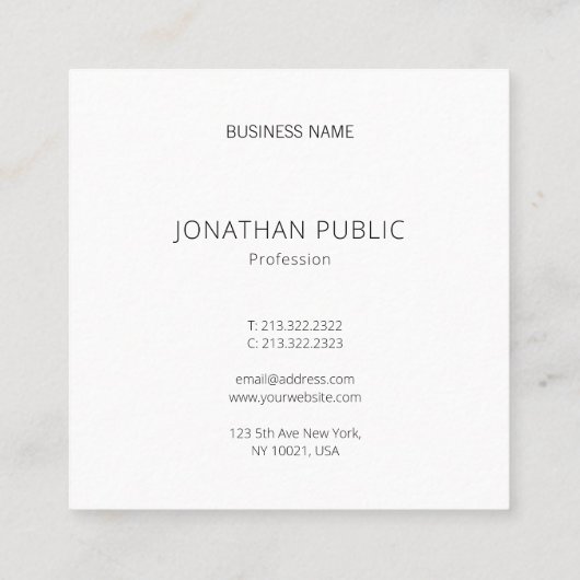 ミニマルモダンプロフェッショナルトレンディーテンプレートトップ スクエア名刺 (裏面)