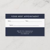 ミニマルモダンプロフェッショナルネイビーブルー 予約カード (裏面)