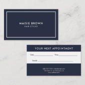 ミニマルモダンプロフェッショナルネイビーブルー 予約カード (正面/裏面)