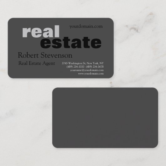 ミニマルモダンプロフェッショナル実在不動産代理人 名刺 (正面/裏面)