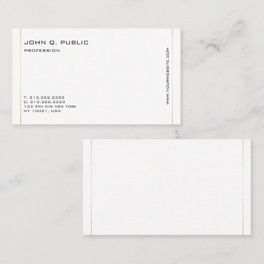 ミニマルモダンプロフェッショナル金ゴールドの色の線 名刺 (正面/裏面)