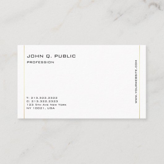 ミニマルモダンプロフェッショナル金ゴールドの色の線 名刺 (正面)