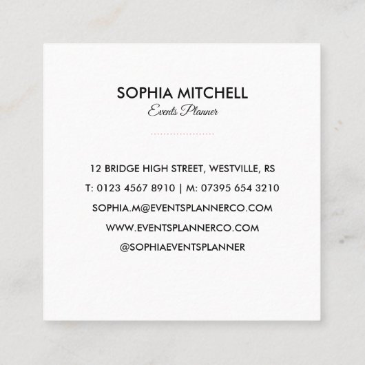 ミニマルモダンプロフェッショナル スクエア名刺 (裏面)