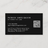 ミニマルモダンプロフェッショナルQRコードブラック 名刺 (正面)