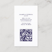 ミニマルモダンプロフェッショナルQRコードブルー 名刺 (裏面)
