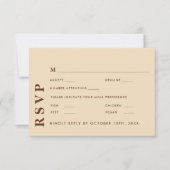 ミニマルモダンベージュ結婚ズエレガント 出欠カード (正面)