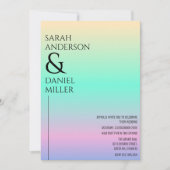 ミニマルモダンホロフグラデーションィア結婚ルの 招待状 (正面)