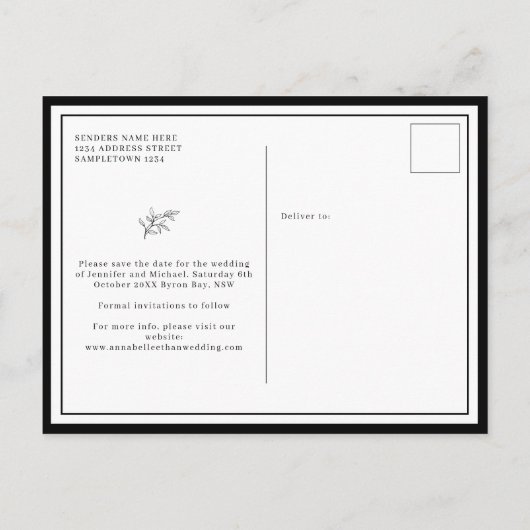 ミニマルモダンムな葉は日を守る ポストカード (裏面)