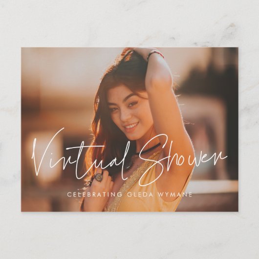 ミニマルモダンムの仮想シャワー写真の招待状 ポストカード (正面)