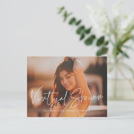 ミニマルモダンムの仮想シャワー写真の招待状 ポストカード (スタンド正面)