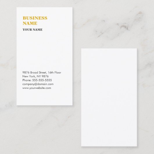 ミニマルモダンムの名刺ホワイトと金ゴールド 名刺 (正面/裏面)