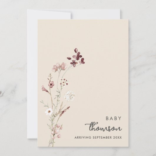 ミニマルモダンムフローラ妊娠発表 案内状 (正面)