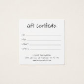 ミニマルモダンム写真ギフト券 (裏面)