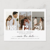 ミニマルモダンム写真日付の保存招待状 ポストカード (正面)