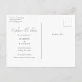 ミニマルモダンム写真日付の保存招待状 ポストカード (裏面)