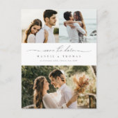 ミニマルモダンム写真日付の保存招待状 ポストカード (正面)